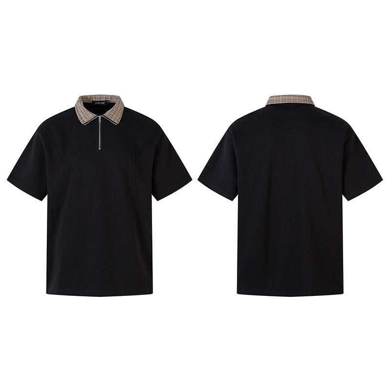Short-Sleeve Polo Shirt Splicing Contrast Color Turn-Down Collar T-Shirt Men eprolo