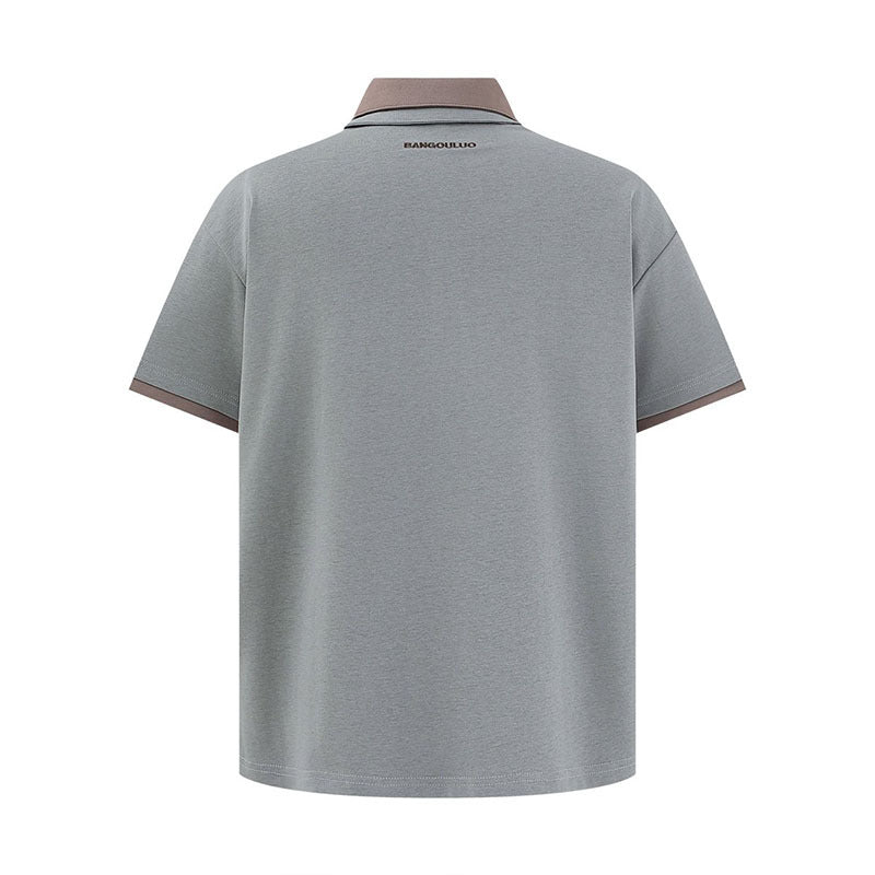 Color Block Two-Piece Design Polo Shirt Casual Turn-Down Collar Short Sleeve T-Shirt for Men eprolo