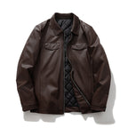 PU Leather Jacket Men Autumn Winter Light Business Turn-down Collar Thickened Padded Motorcycle Leather Jacket Padded Jacket Men eprolo