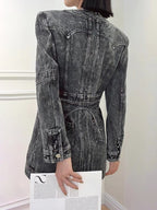 Denim Slim Dress For Women V Neck Long Sleeve High Waist Solid Mini Dresses Female Autumn Clothing Style New eprolo