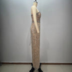 Sexy Shiny Rhinestone Sequin Strapless Dress  Female Singers Gogo Performance Party Evening Gown eprolo