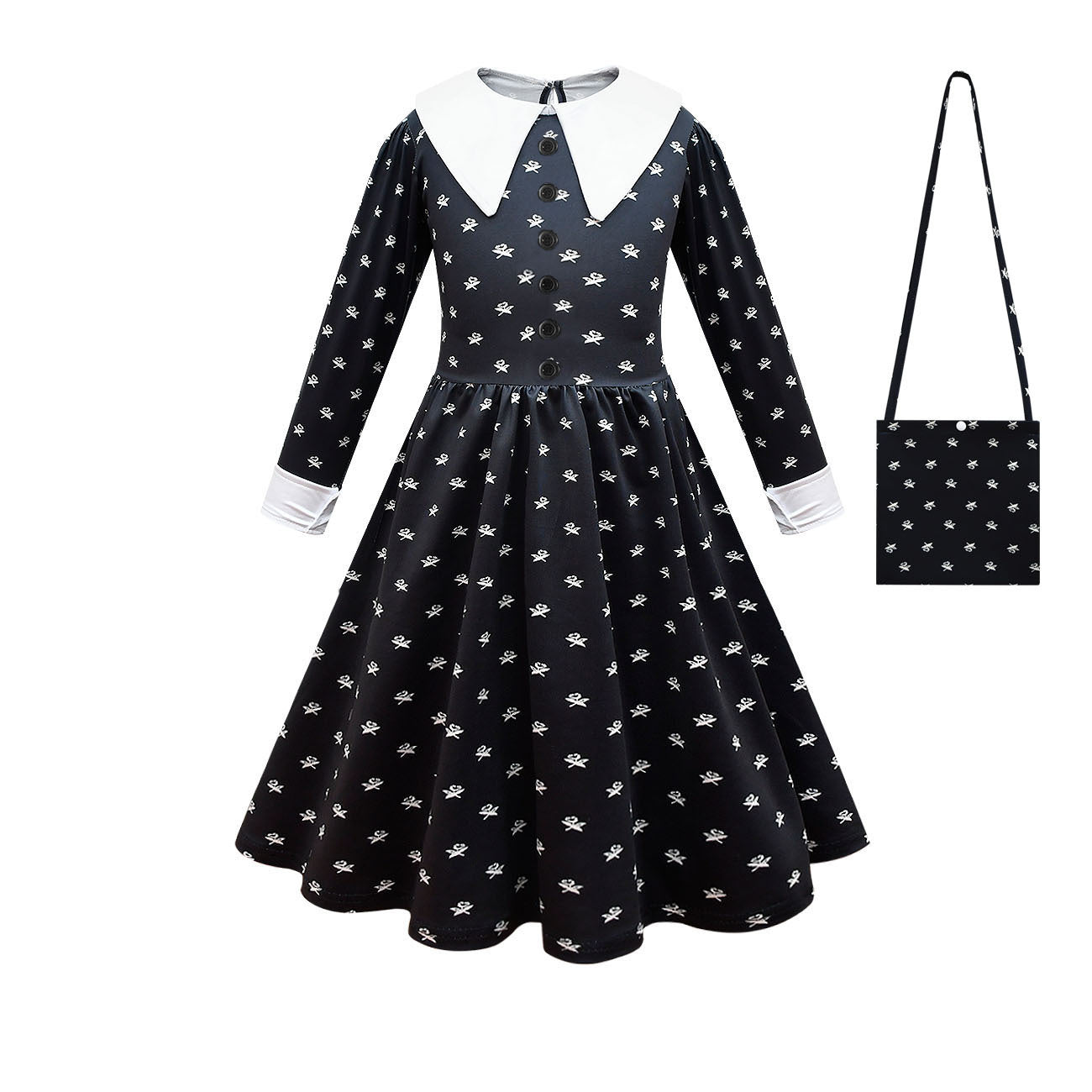 Girls' Fashion Simple Lapel Print Dress LittleYogaSocks