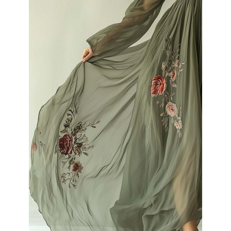 Spring/Summer Amazon Independent Station Cross border Digital Positioning Printed Long Sleeve Long Collar Dress Long Skirt eprolo