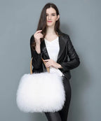 Real Mongolian Fur Bags Australian Beach Wool Fur Shoulder Bag Ladies Tibet Lamb Fur Wrist Bag Large Capacity eprolo