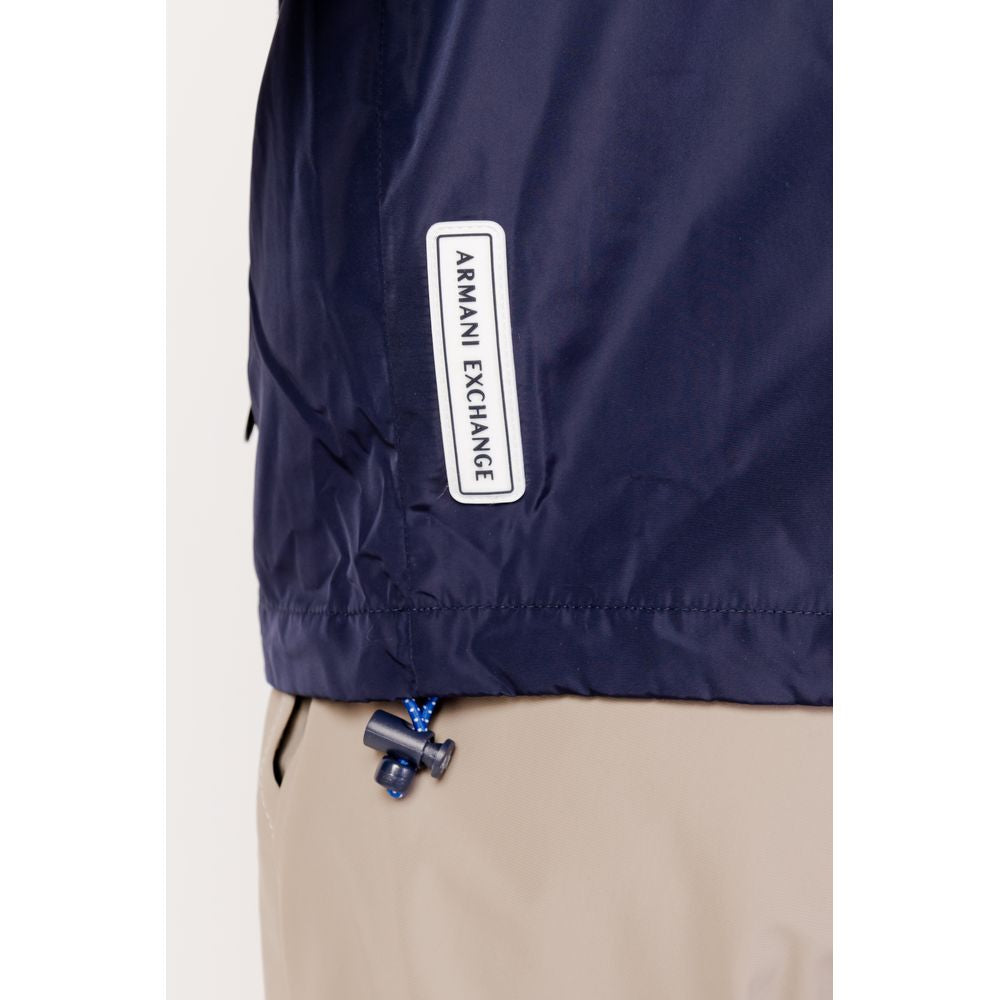 Armani Exchange Blue Polyester Shell Jacket Armani Exchange
