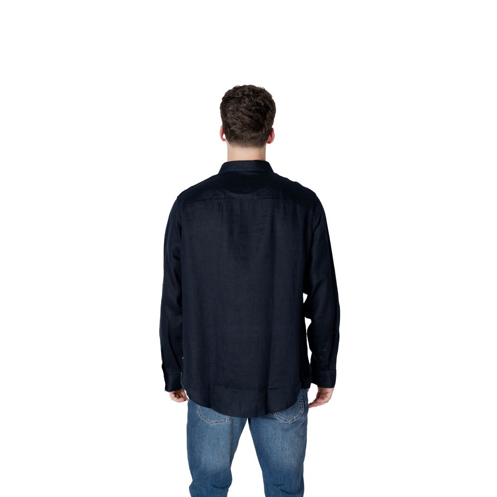 Armani Exchange Blue Linen Dress Shirt Armani Exchange