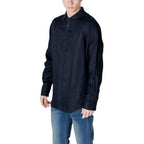 Armani Exchange Blue Linen Dress Shirt Armani Exchange