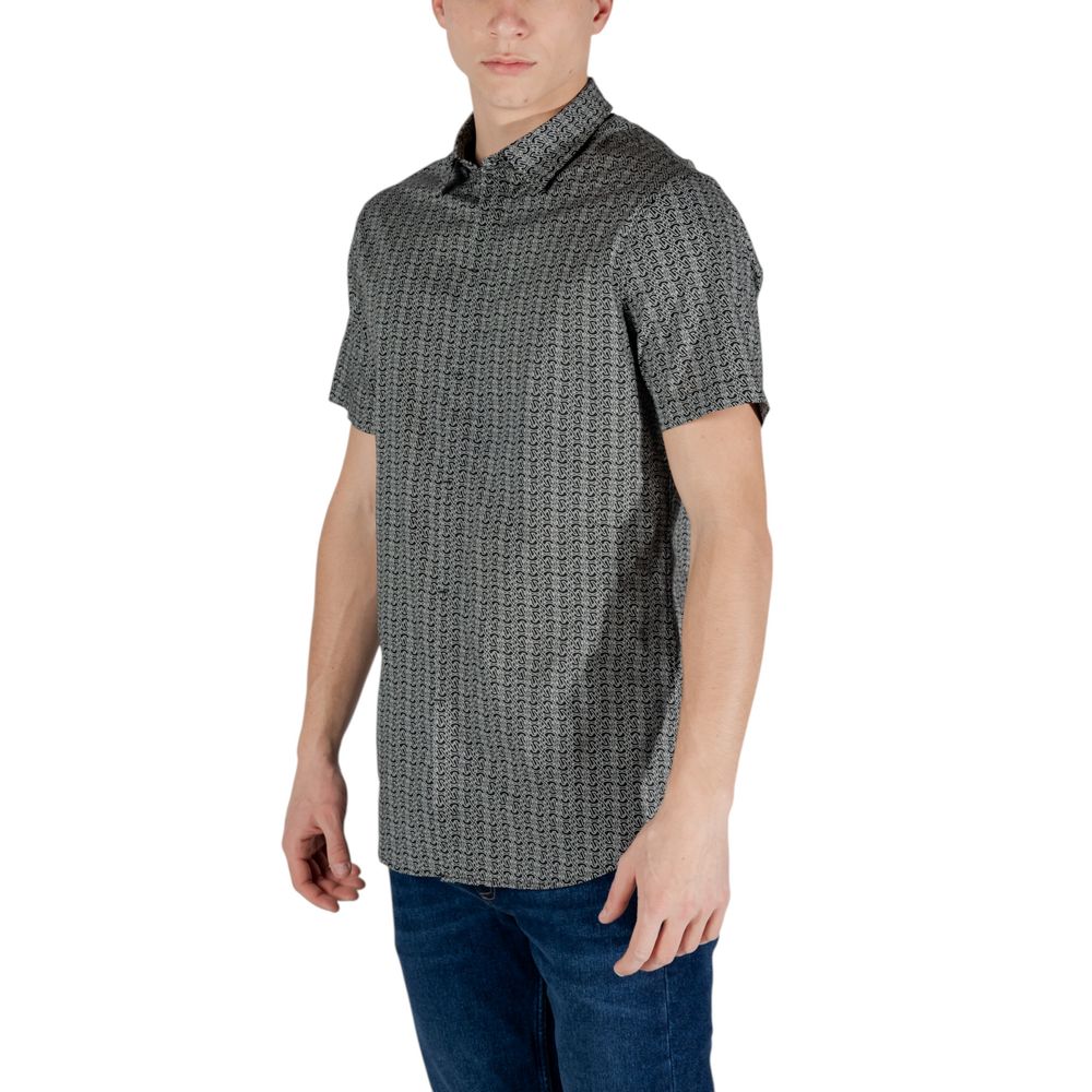 Armani Exchange Black Cotton Shortsleeve Shirt Armani Exchange