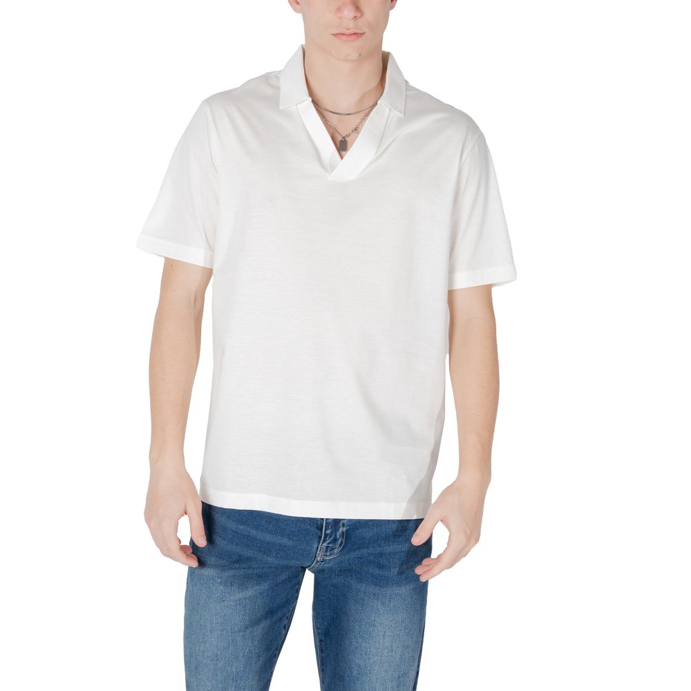 Armani Exchange White Cotton Polo Shirt Armani Exchange