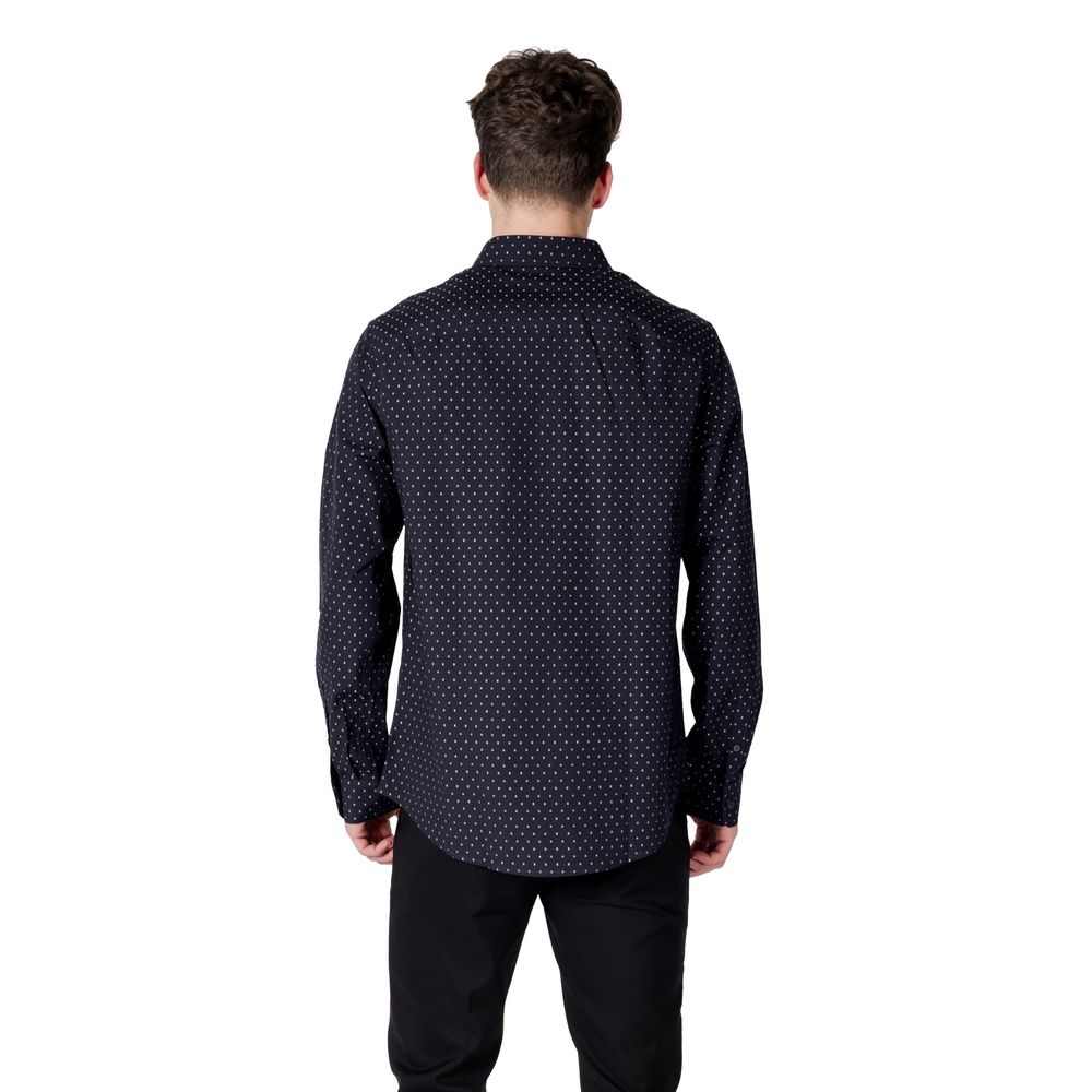 Armani Exchange Blue Cotton Pattern Shirt Armani Exchange
