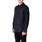 Armani Exchange Blue Cotton Pattern Shirt Armani Exchange