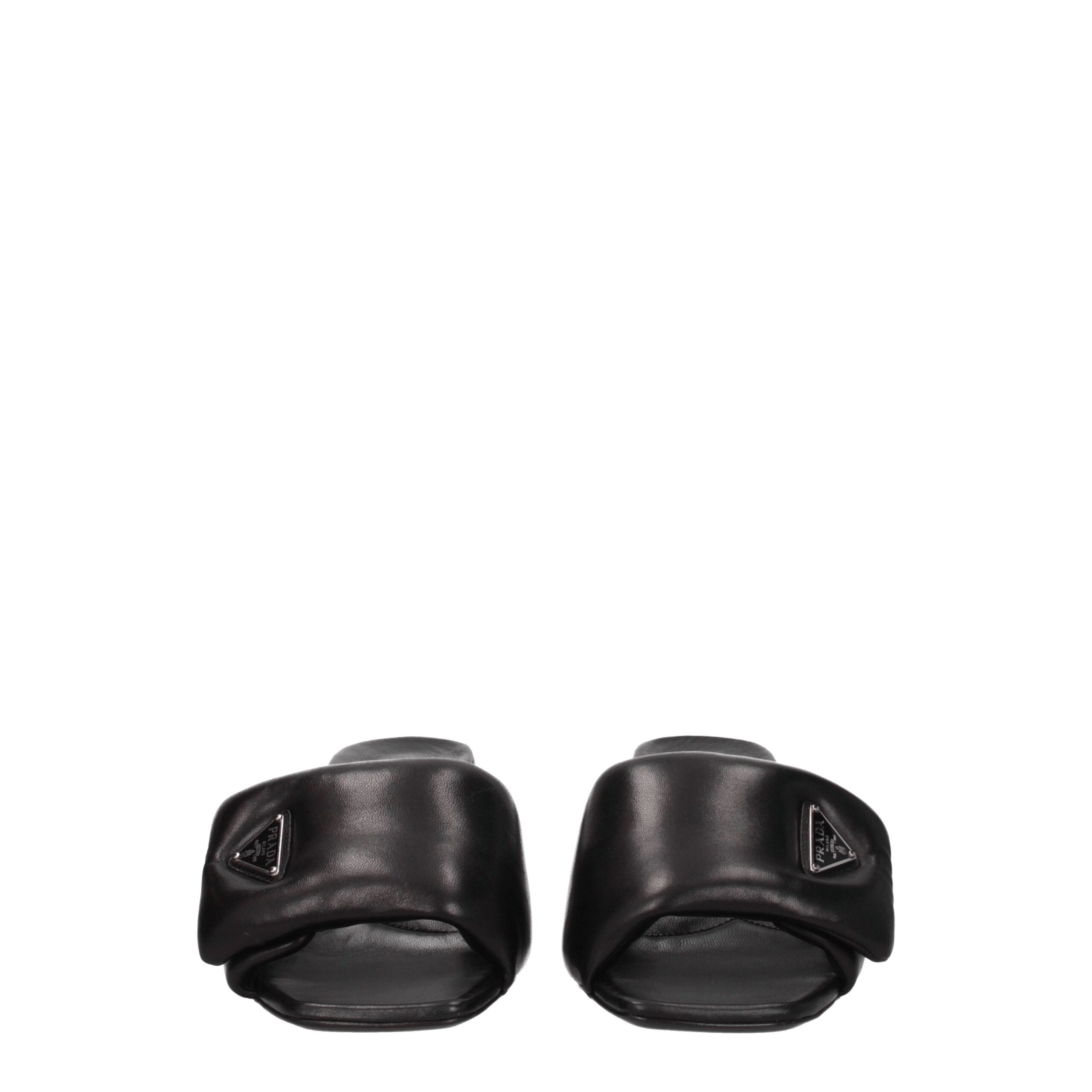 Prada Black Leather Platform Sandals Prada