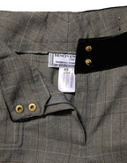 BENCIVENGA Gray Wool Blend Plaid Straight Leg Velvet Waist Pants BENCIVENGA