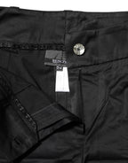 BENCIVENGA Black Cotton Blend Cropped Straight Leg Pants BENCIVENGA