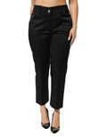 BENCIVENGA Black Cotton Blend Cropped Straight Leg Pants BENCIVENGA