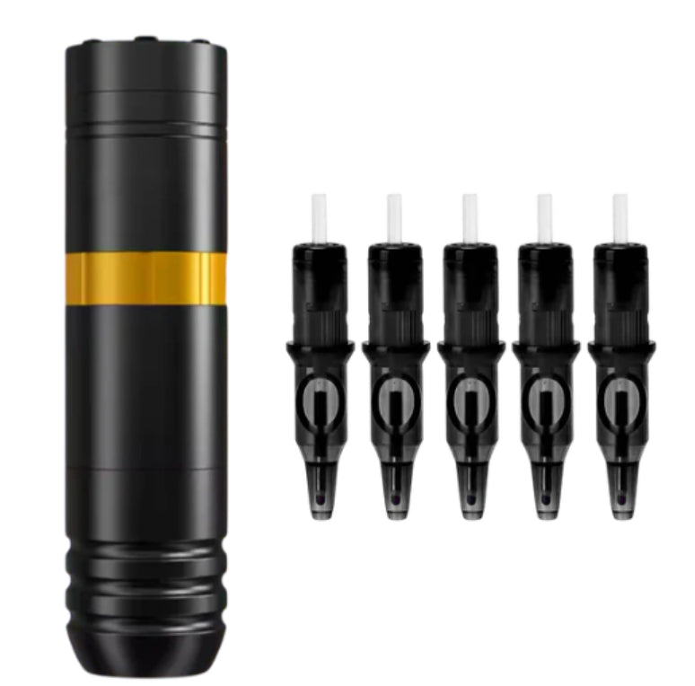 Cordless wireless tattoo pen with cutting-line technology for clean, precise lines. Lightweight, ergonomic design with extended battery life—ideal for detailed work and fine linework without cable hassle. VELORIA - Thread of Generations