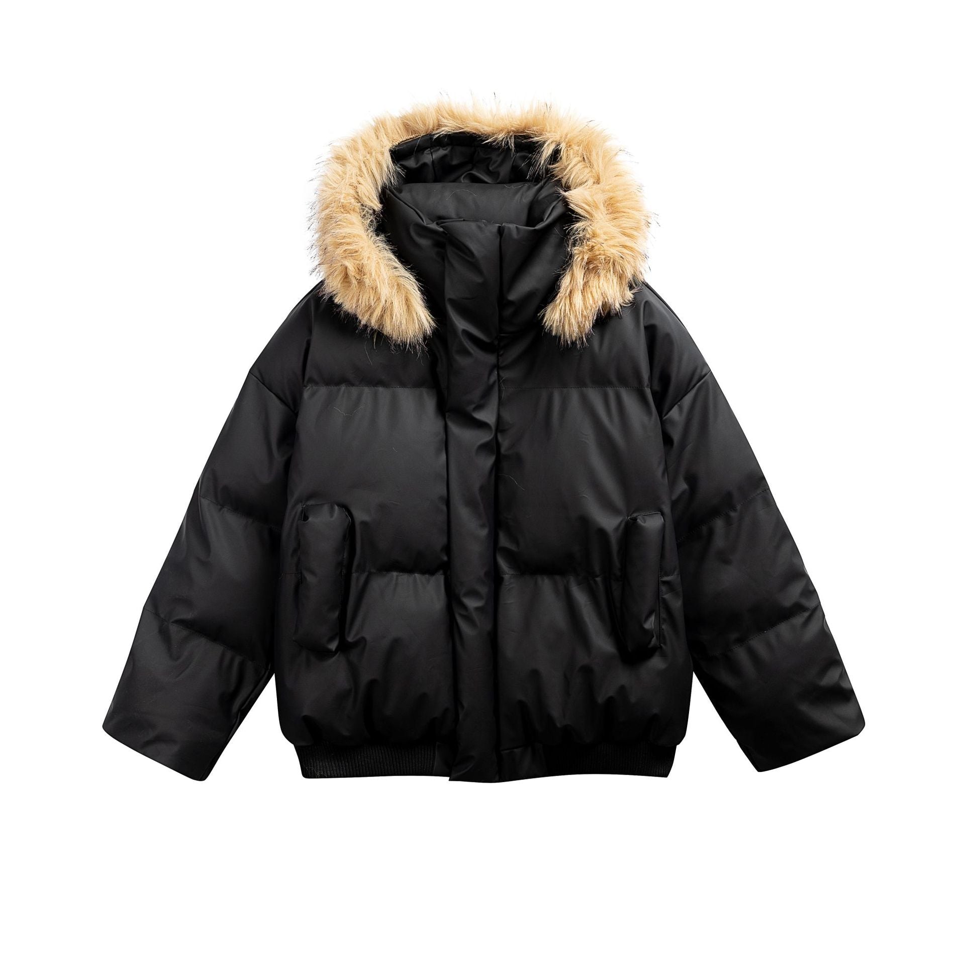 Fur Collar PU Leather Cotton Coat for Men and Women Thick Warm Winter Outerwear eprolo