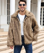Men Faux Fox Fur Jacket Coat Winter Thick Fluffy Long Sleeve Lapel Warm Shaggy Outerwear Luxury Fur Jacket Bontjas Jackets Mens eprolo