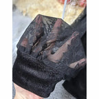 Women's Gothic Velvet Top, V Neck Lace Patchwork Long Sleeve Shirt VELORIA - Thread of Generations