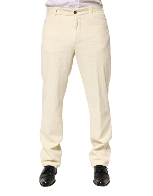 Burberry Beige Corduroy Cotton Straight Men Trouser Pants Burberry