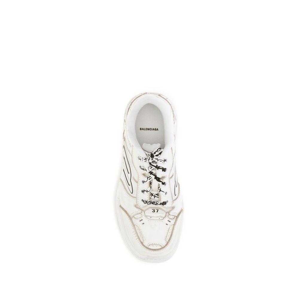 Balenciaga White Calf Leather Bos Taurus Athletic Sneakers Balenciaga