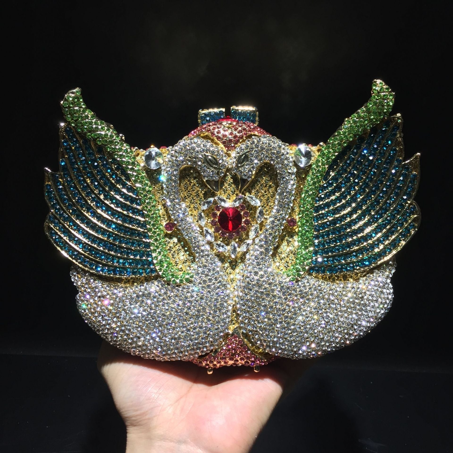 Swan studded diamond dinner bag, banquet dress, full diamond bag eprolo