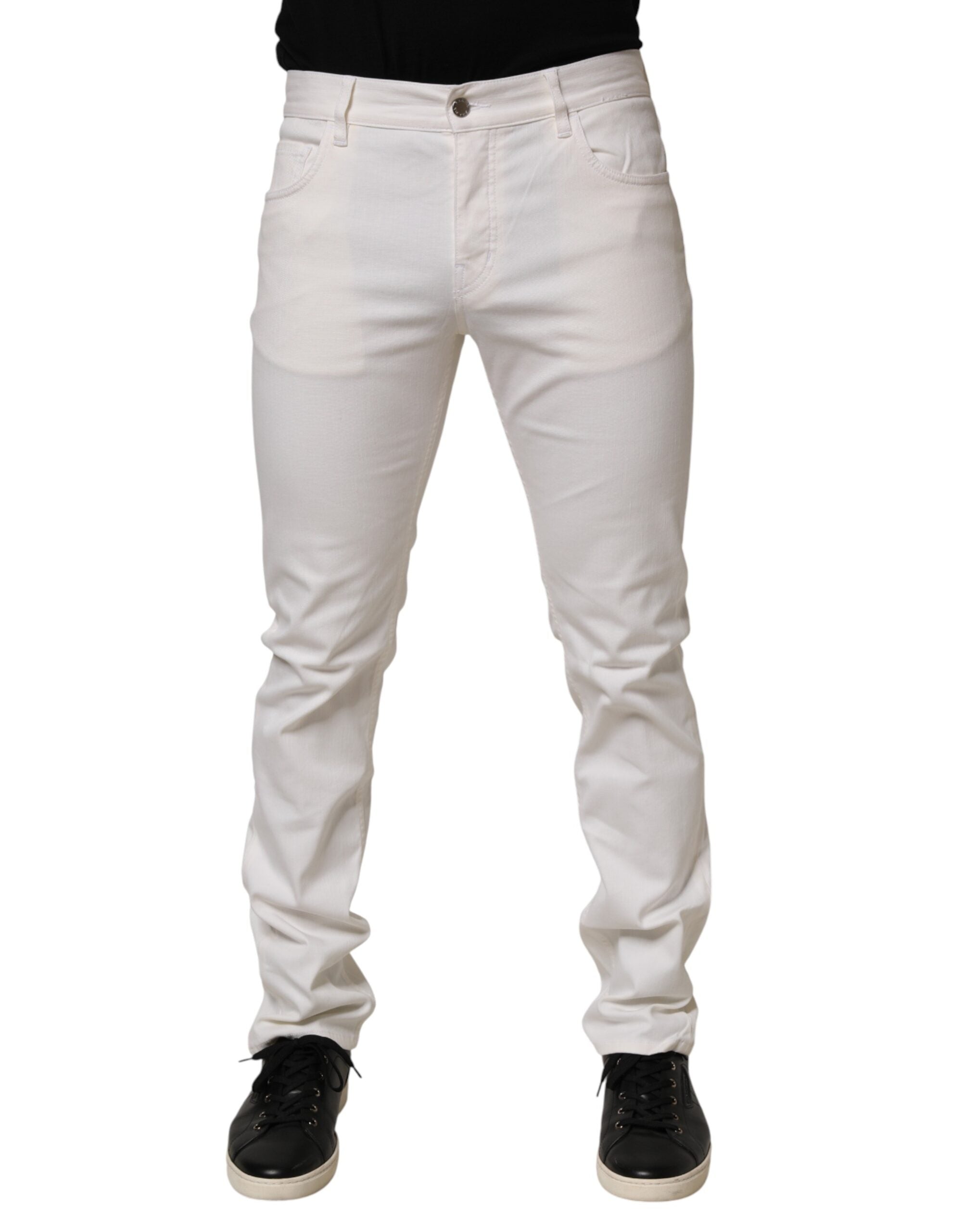Prada White Mid Waist Skinny Fit Denim Casual Trouser Jeans Prada