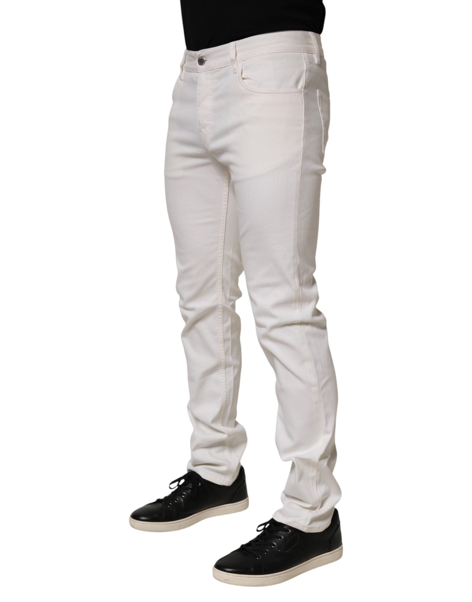 Prada White Mid Waist Skinny Fit Denim Casual Trouser Jeans Prada
