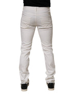 Prada White Mid Waist Skinny Fit Denim Casual Trouser Jeans Prada