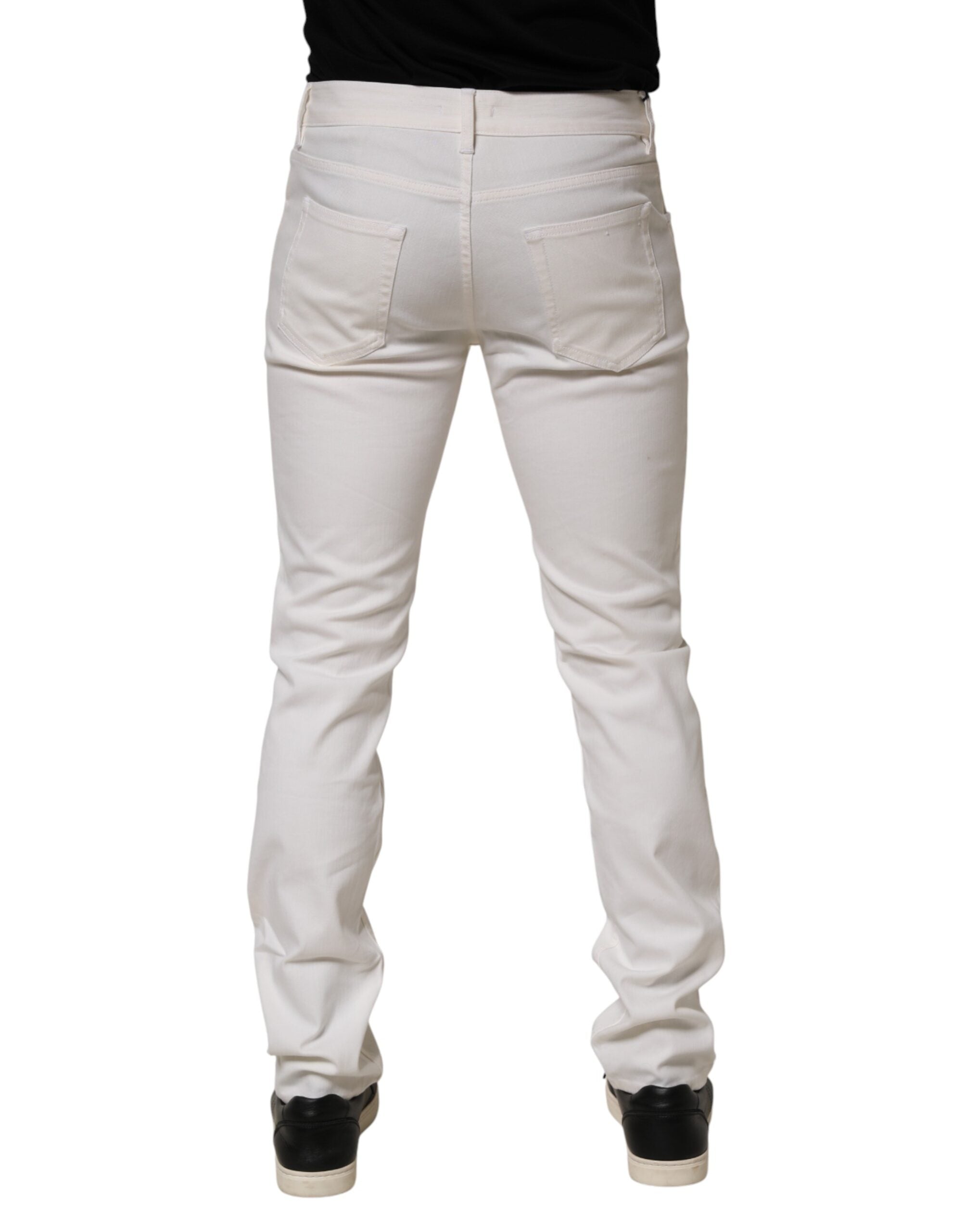 Prada White Mid Waist Skinny Fit Denim Casual Trouser Jeans Prada