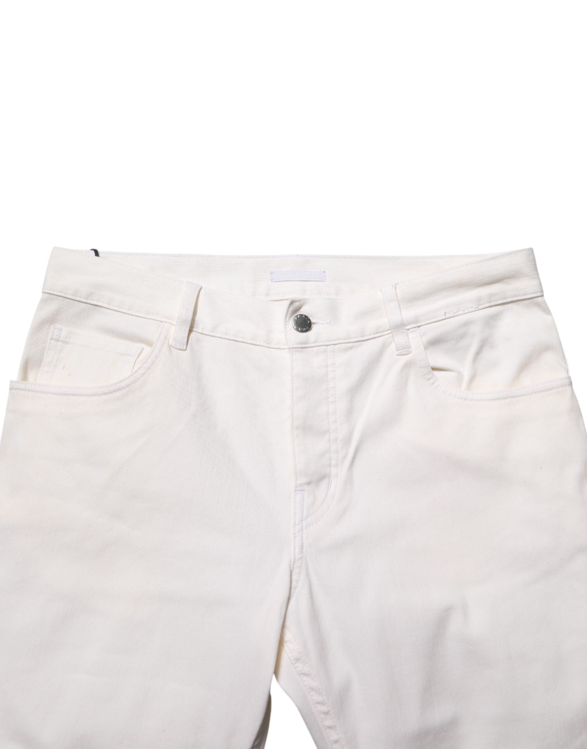 Prada White Mid Waist Skinny Fit Denim Casual Trouser Jeans Prada