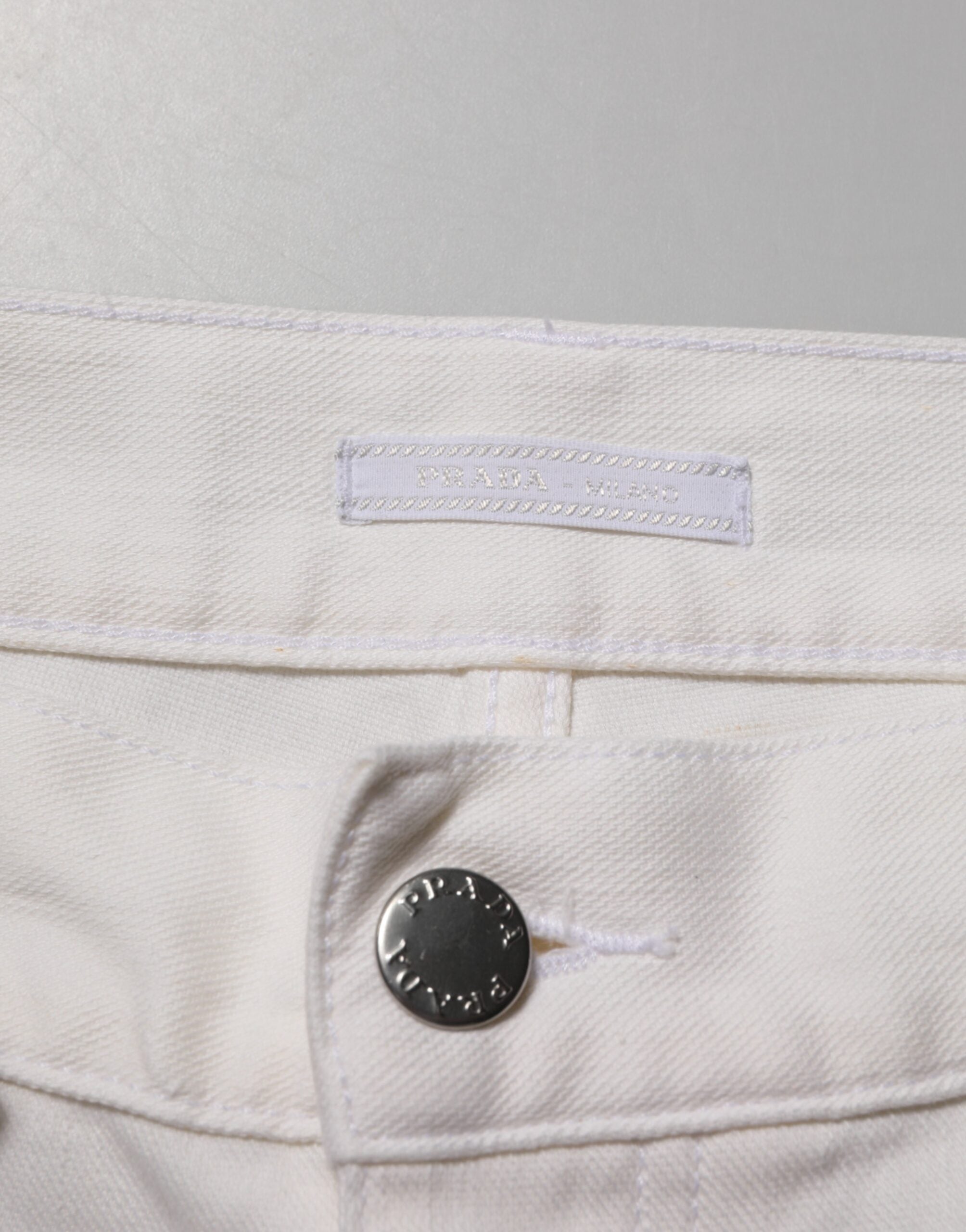 Prada White Mid Waist Skinny Fit Denim Casual Trouser Jeans Prada