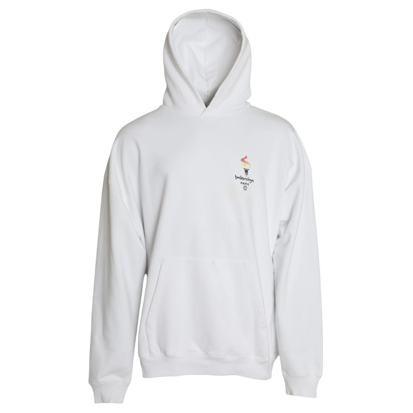 Balenciaga White Cotton Hooded Pullover OVERSIZE Sweater Balenciaga