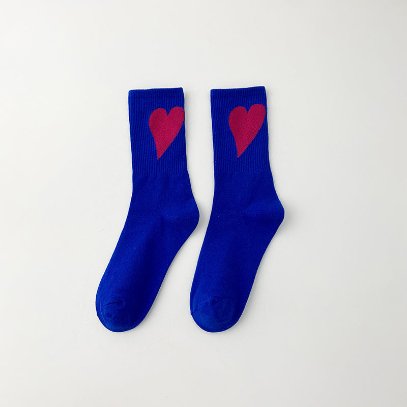 Spring and summer women's large heart-shaped sports socks, INS Korean style mid calf sports socks, Macaron Color sports socks 3 pairs eprolo
