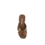 Prada Brown Calf Leather Bos Taurus Flat Sandals Prada