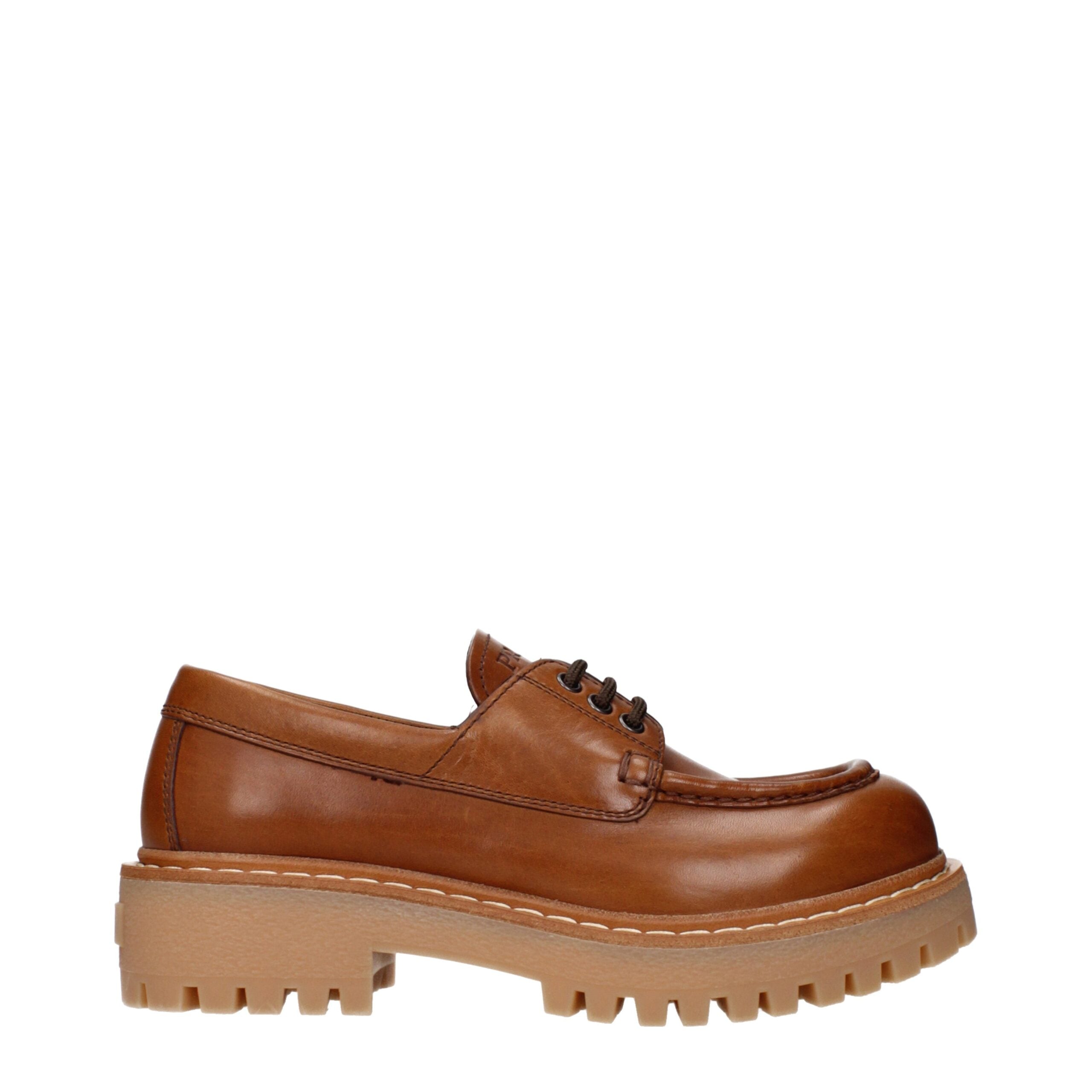 Prada Brown Leather Oxfords And Derbies Prada