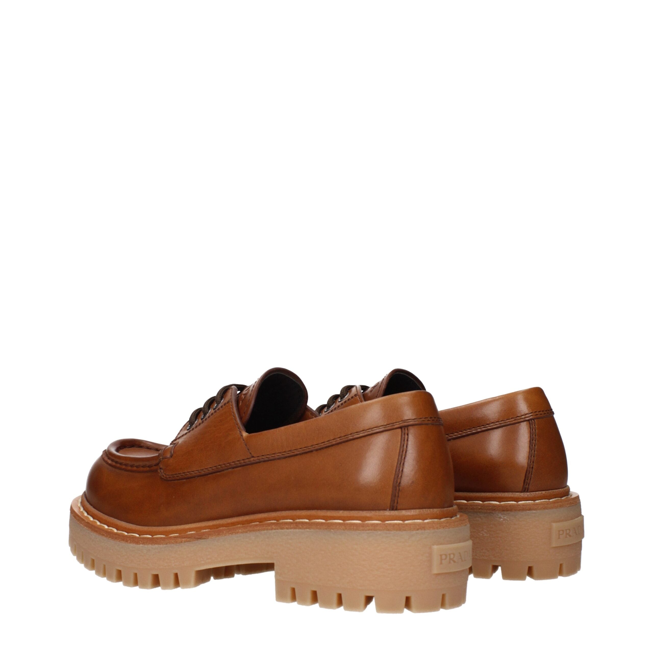 Prada Brown Leather Oxfords And Derbies Prada