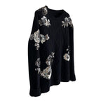 Women's Heavy Sequin Floral Embroidery Top LittleYogaSocks