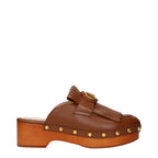 Valentino Garavani Brown Leather Slippers Valentino Garavani