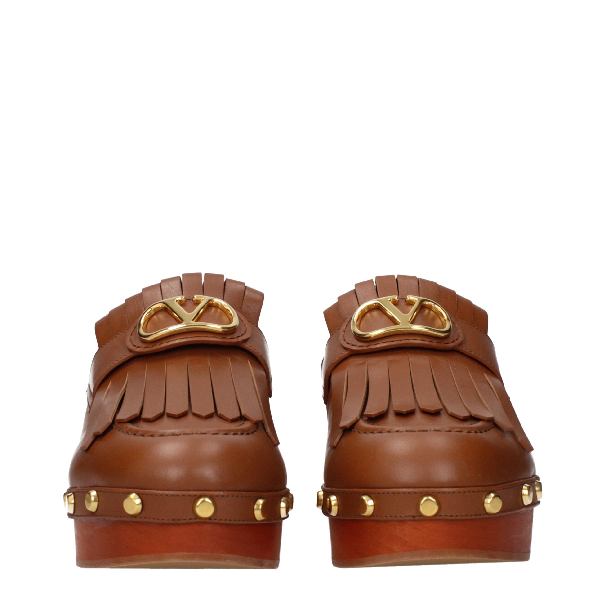 Valentino Garavani Brown Leather Slippers Valentino Garavani