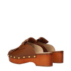 Valentino Garavani Brown Leather Slippers Valentino Garavani