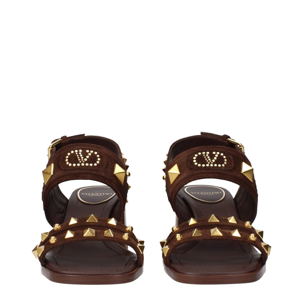 Valentino Garavani Brown Leather Strap-On Sandals Valentino Garavani