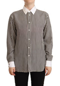 Polo Ralph Lauren Black White Striped Long Sleeves Collared Top Polo Ralph Lauren