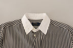 Polo Ralph Lauren Black White Striped Long Sleeves Collared Top Polo Ralph Lauren