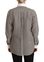 Polo Ralph Lauren Black White Striped Long Sleeves Collared Top Polo Ralph Lauren