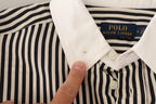 Polo Ralph Lauren Black White Striped Long Sleeves Collared Top Polo Ralph Lauren