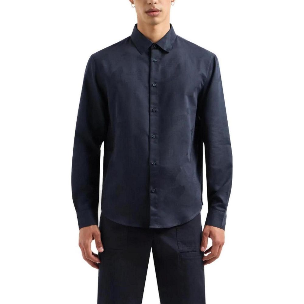 Armani Exchange Blue Cotton Dress Shirt Armani Exchange