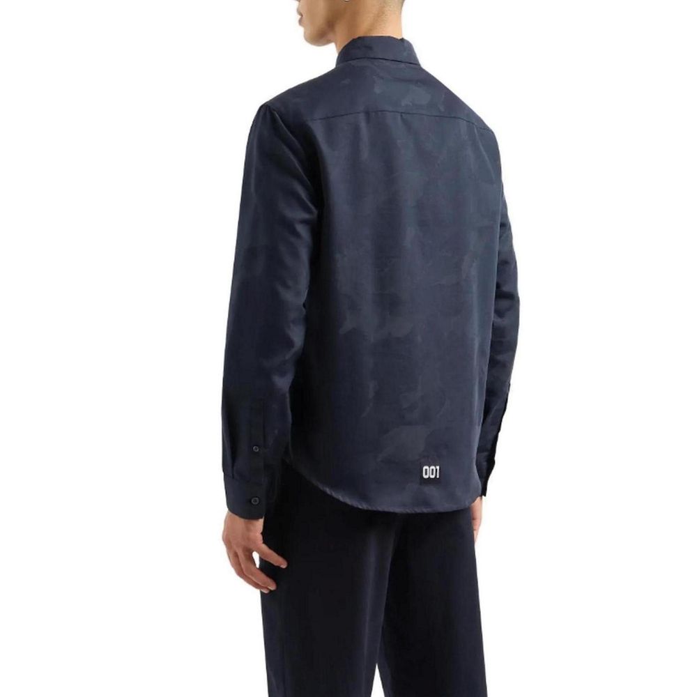 Armani Exchange Blue Cotton Dress Shirt Armani Exchange