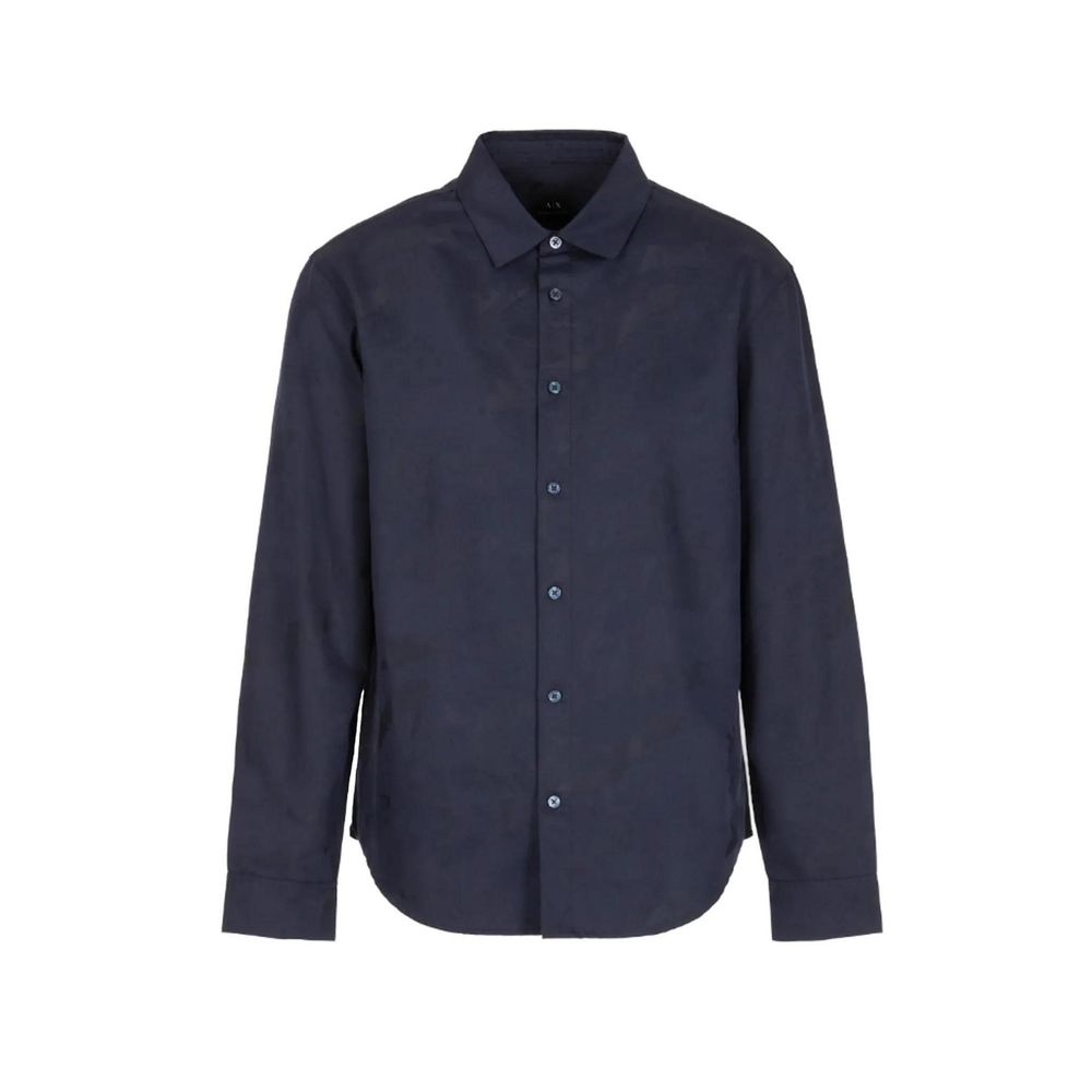 Armani Exchange Blue Cotton Dress Shirt Armani Exchange