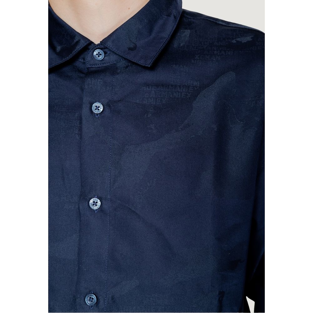 Armani Exchange Blue Cotton Dress Shirt Armani Exchange